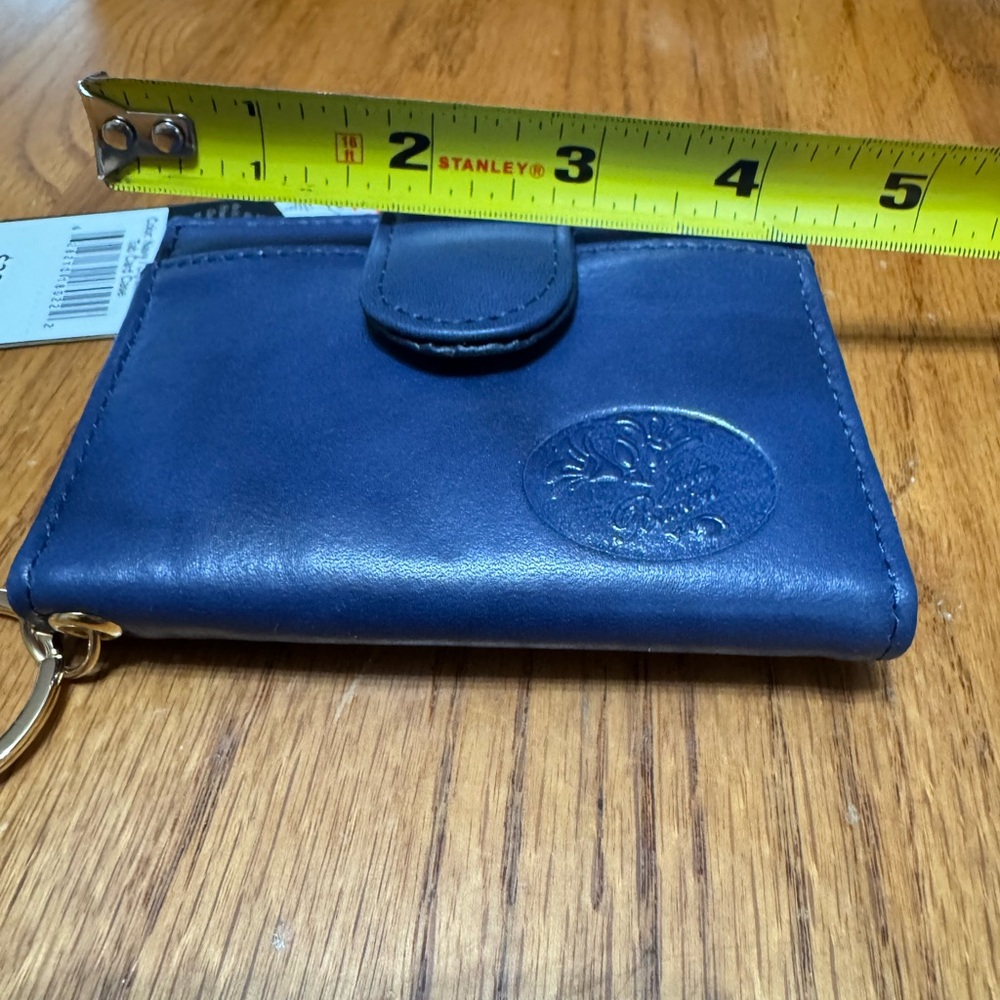 Blue Leather Keychain Wallet